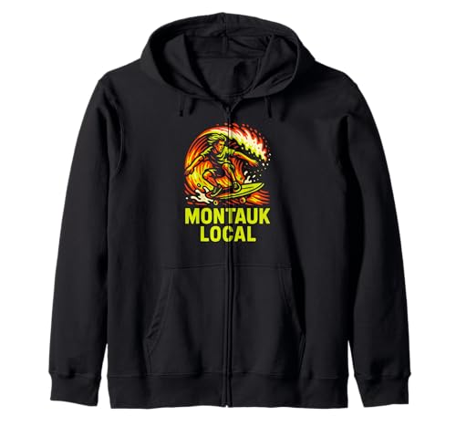 Surfen Montauk Local Vintage Herren Beach Life Kapuzenjacke von Montauk Beach Life Surfs Up Skateboarding Style
