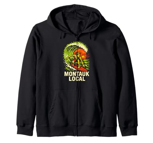 Surfen Montauk Local Vintage Herren Beach Life Kapuzenjacke von Montauk Beach Life Surfs Up Skateboarding Style