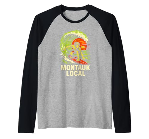 Surfen Montauk Local Vintage Herren Beach Life Raglan Surfen Montauk Local Vintage Herren Beach Life Raglan von Montauk Beach Life Surfs Up Skateboarding Style