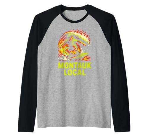 Surfen Montauk Local Vintage Herren Beach Life Raglan Surfen Montauk Local Vintage Herren Beach Life Raglan von Montauk Beach Life Surfs Up Skateboarding Style