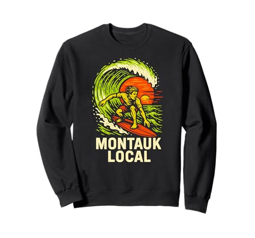 Surfen Montauk Local Vintage Herren Beach Life Sweatshirt von Montauk Beach Life Surfs Up Skateboarding Style