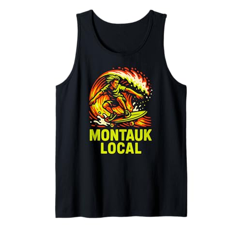 Surfen Montauk Local Vintage Herren Beach Life Tank Top von Montauk Beach Life Surfs Up Skateboarding Style