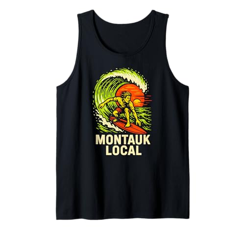Surfen Montauk Local Vintage Herren Beach Life Tank Top von Montauk Beach Life Surfs Up Skateboarding Style