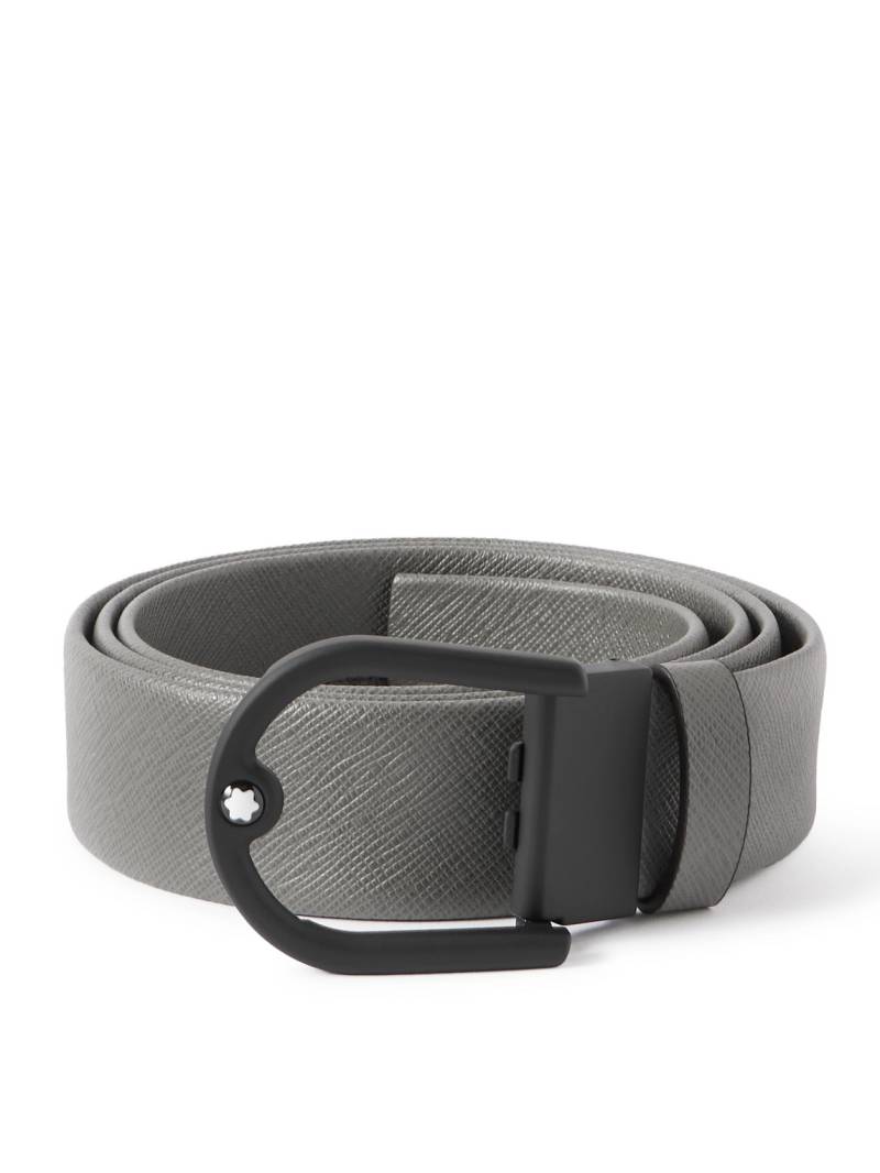 Montblanc - 3.5cm Horseshoe Textured-Leather Belt - Men - Gray von Montblanc