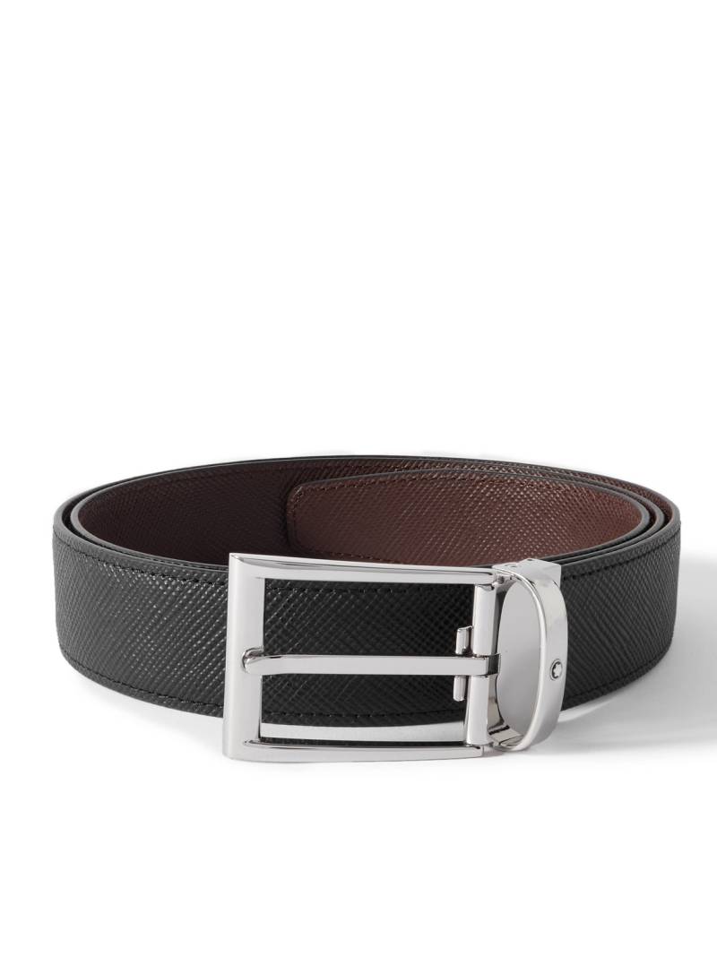 Montblanc - 3.5cm Reversible Textured-Leather Belt - Men - Black von Montblanc