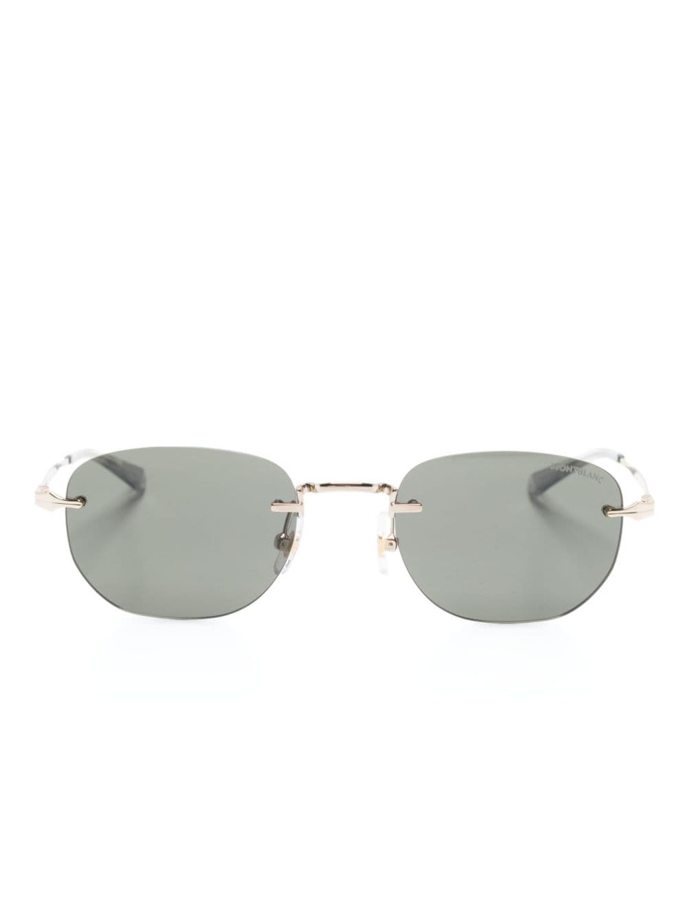 Montblanc Ovale Sonnenbrille mit Logo-Print - Gold von Montblanc