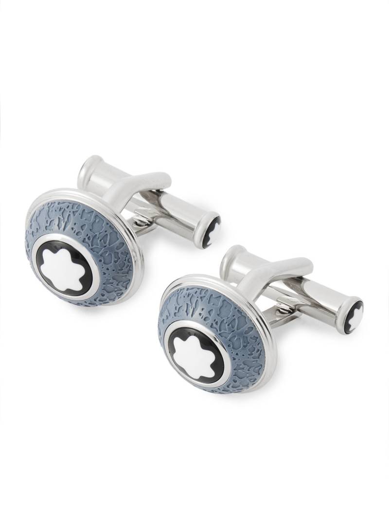 Montblanc - Silver-Tone and Enamel Cufflinks - Men - Blue Montblanc - Silver-Tone and Enamel Cufflinks - Men - Blue von Montblanc