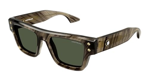 Montblanc Herren Mb0253s Sonnenbrille, Braun/Braun/Grün von Montblanc