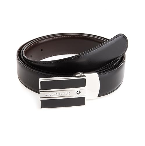Montblanc Wendbarer Gürtel aus Leder und Edelstahl in der Farbe Schwarz-Braun, Maße: 120cm x 3cm x 0,5cm, 128136 von MONTBLANC