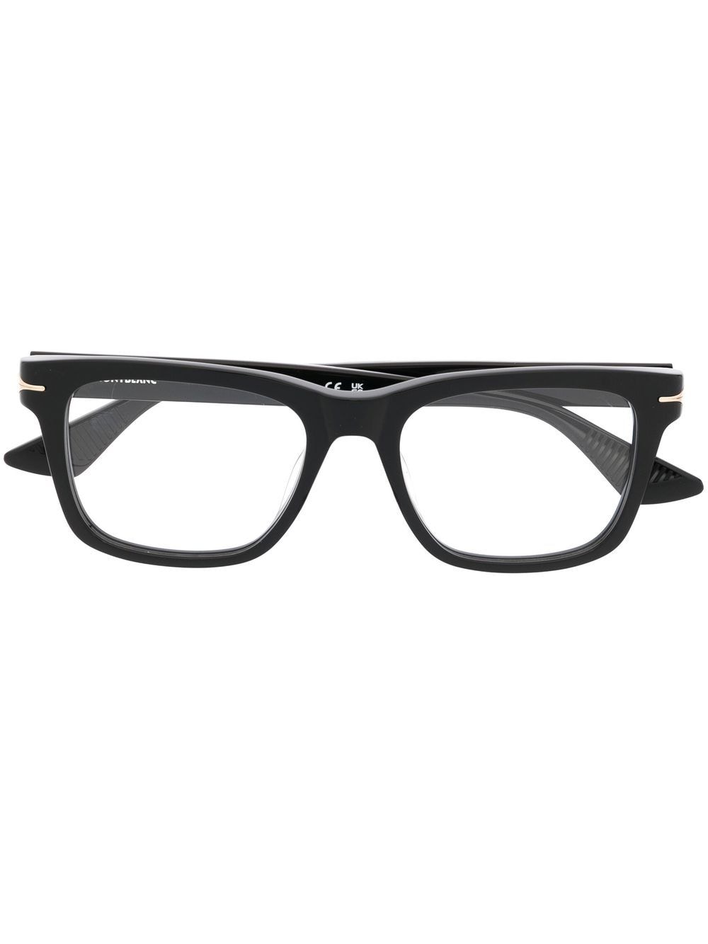 Montblanc Eckige Brille mit Logo - Schwarz von Montblanc