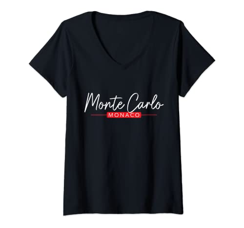 Damen Monte Carlo Monaco T-Shirt mit V-Ausschnitt von Monte Carlo Monaco Apparel Co.