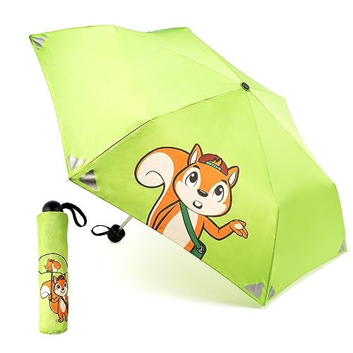 Monte Stivo® Friends Schirm | Leichter Kinder-Regenschirm für Jungen & Mädchen | Reflektierend Klein & als Geschenk (Green) von Monte Stivo