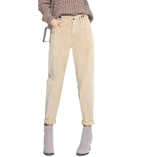 Montecarduo Damen Cord-Haremshose – Übergröße, Locker, Einfarbig, Lässig, Knopfhose, Damen, Samt, Warme Karottenhose, Winter, Hohe Taille, Cordhose, Wie Abgebildet, L von Montecarduo