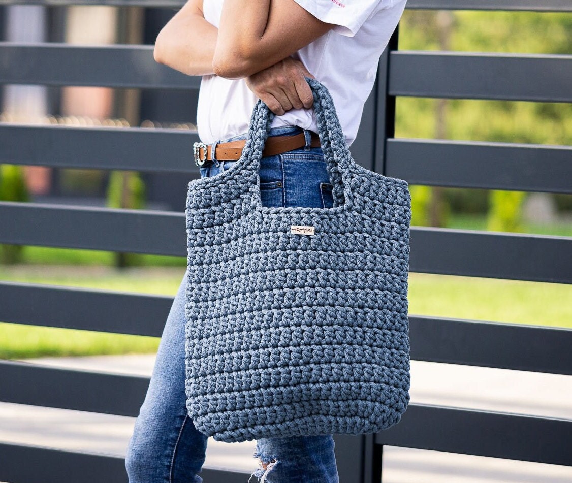 Handgemachte Gehäkelte Tragetasche Geflochtene Baumwollkordel, Waschbare Markttasche von MontefioreHandmade