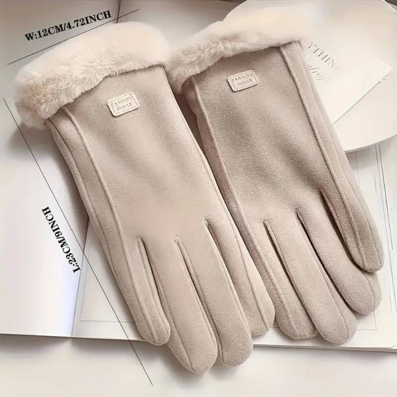 Montegoni Baumwollhandschuhe Winterwarme, mit Plüsch gefütterte Damen Touchscreen Handschuhe (1 Paar Damenhandschuhe mit Plüschfutter) Winddichte Handschuhe mit Plüschfutter, ideal für kalte Wintertage von Montegoni