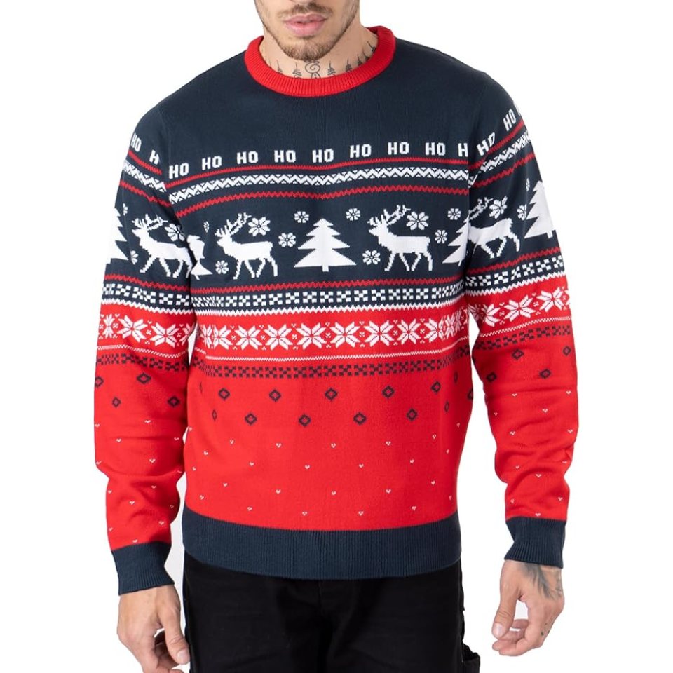 Montegoni Sweater Herren Pullover Faire Insel Weihnachtsbaum Rentier Schneeflocken Hoho Neuheit Strickpullover Sweater Jumper Montegoni Sweater Herren Pullover Faire Insel Weihnachtsbaum Rentier Schneeflocken Hoho Neuheit Strickpullover Sweater Jumper von Montegoni