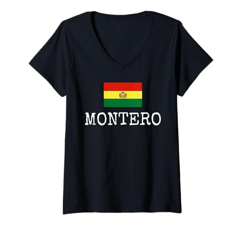 Damen Montero Country Bolivien Familienausflug Bolivien Männer Frauen T-Shirt mit V-Ausschnitt von Montero City Bolivariano Vacation Toddler