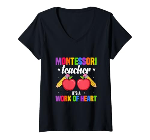 Damen Montessori-Lehrer Es ist EIN Herzenswerk T-Shirt mit V-Ausschnitt Damen Montessori-Lehrer Es ist EIN Herzenswerk T-Shirt mit V-Ausschnitt von Montessori Teacher Appreciation Work Heart
