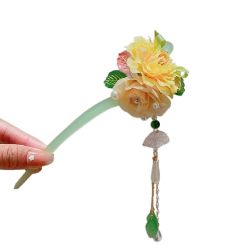 Blumen-Haarblume mit Strasssteinen, Blumenschmuck, Quasten, Schmuck, traditioneller chinesischer dekorativer Haarschmuck, Blumen-Haarnadel für Frauen von Montesy