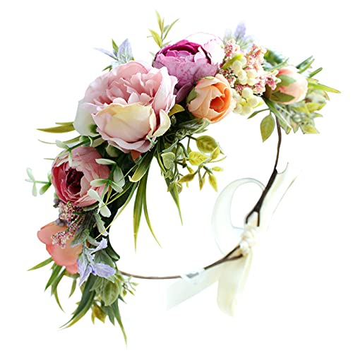 Blumenförmige Kronen für Damen, modisch, handgefertigt, dünne Haarreifen mit verstellbarem Band, Haar-Accessoires, Hochzeits-Stirnbänder für Damen, Haar-Hochzeits-Stirnbänder für Braut, Blumen von Montesy