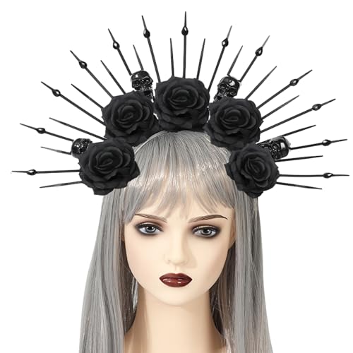 Braut-Stirnbänder mit Blumenmuster, Blumen-Girlanden, Haar-Schädel, Brautblume für Halloween, Blumenstirnbänder für Damen von Montesy