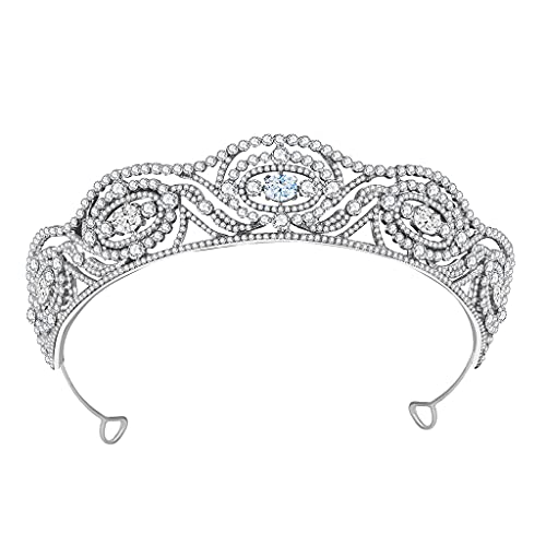 Brautschmuck Hochzeit Stirnband für Strass Zirkonia Haarreif Vintage Haarband für Party Abschlussball Halloween Kostüm Headpi Zirkonia Kristall Tiaras Festzug Abschlussball Braut Haarschmuck von Montesy