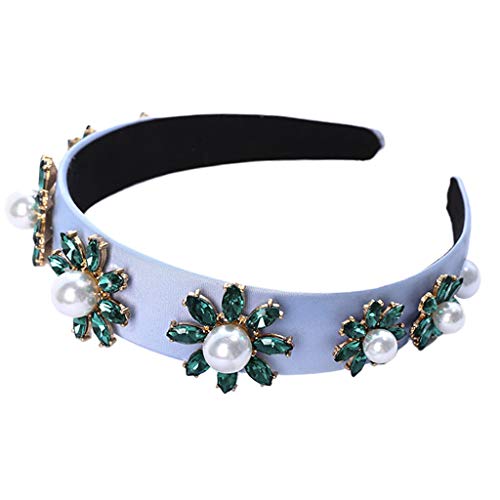 Damen Retro Floral Breites Stirnband Damen Perle Legierung Haarband Haarreifen für Mädchen Kopfbedeckung Hochzeit Haarschmuck Stirnband zum Waschen des Gesichts von Montesy