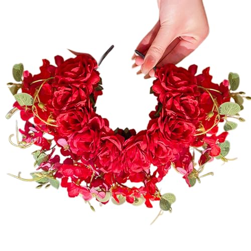 Doppelseitiges Blumen-Stirnband, Mexika-Rose, Blumen-Haarband, modisch, für Damen, Braut, Haarschmuck, Brautgirlanden, Party-Kopfschmuck von Montesy