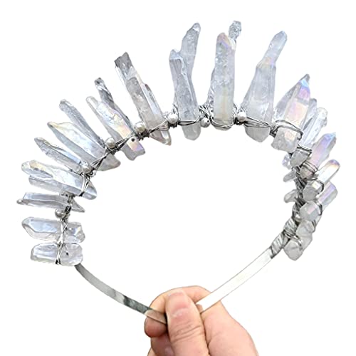 Doppelstöckiges natürliches Kristall-Stirnband für Damen, handgefertigt, Perlen-Haarreifen, Party-Geschenk, Brautschmuck, Haarschmuck für Zöpfe, Frauen von Montesy