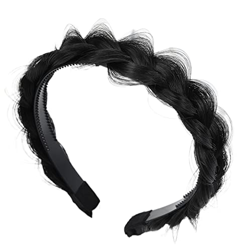 Fischgräten-Zopf-Perücke, Stirnband, rutschfest, Zopf-Stirnband, Haarschmuck für Damen, Retro-Haarband, Schmuck, Mädchen, Zopf-Stirnbänder für Damen, dünn, schwarz, braun, Zopf, Stirnband, von Montesy