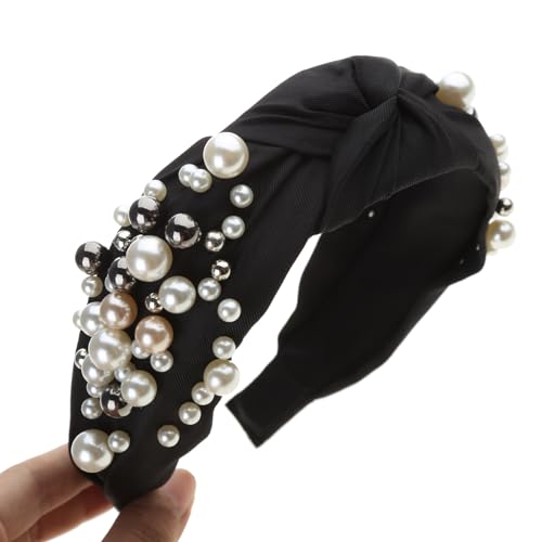 Geknotetes Perlen-Stirnband, breite Turban-Stirnbänder, gedrehter Knoten, einfarbig, Kopfbedeckung, Vintage-Haarschmuck, Stirnbänder für Damen, modische geknotete Stirnbänder für Strand von Montesy