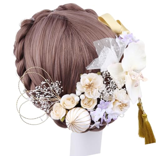 Haarnadeln aus Temperament mit bunten Blumen, japanische Frühlings-Haarnadeln, Hochzeitshaarschmuck für Damen, langes Haar, japanische Haarnadeln für Frauen, japanisches Haar, japanische von Montesy