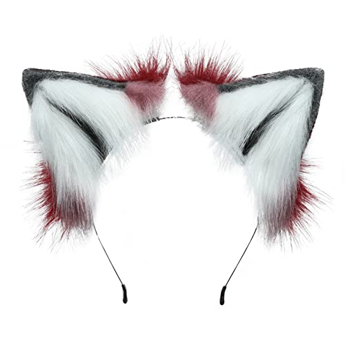 Haarreif für Damen und Mädchen, Cartoon-Wolfsohren, mehrfarbig, Haarreifen, Make-up, Waschen, Gesicht, Weihnachten, Party, Kopfschmuck, Plüsch-Stirnbänder für Frauen zum Waschen des Gesichts, weiche von Montesy