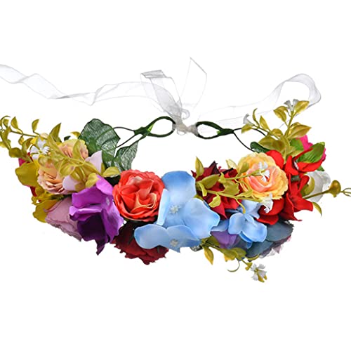 Handgefertigtes Blumen-Stirnband, bunte Blume mit Band, Hochzeits-Braut-Haarkranz, verstellbar, schönes Haar-Accessoire, mit Band von Montesy