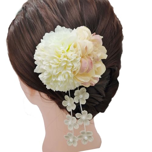 Künstliche Hortensien-Blumen-Haarspange, Fransen, Essstäbchen, Haarnadel für Damen, chinesisches Kostüm, dekoratives Haarstyling-Werkzeug, Blumen-Haarnadel für Hochzeiten und Partys von Montesy