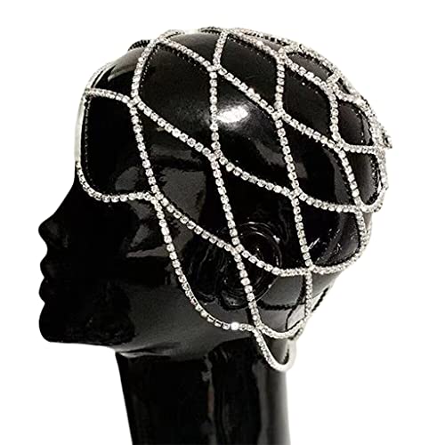 Luxuriöser hohler Damen-Netz-Kopfschmuck für Hochzeit, Kopfkette, Kristall-Stirnband für Kopfkappen, Schmuck, Haarschmuck, Kristall-Stirnbänder für Mädchen, Frauen, Hochzeit, rutschfest, für von Montesy