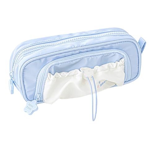 Montesy Federmäppchen mit großem Fassungsvermögen, Stiftehalter, mit Reißverschluss, Reise-Make-up-Tasche für Studenten, blau, 21*8.5*5.6cm von Montesy