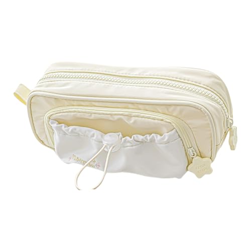 Montesy Federmäppchen mit großem Fassungsvermögen, Stiftehalter, mit Reißverschluss, Reise-Make-up-Tasche für Studenten, gelb, 21*8.5*5.6cm von Montesy