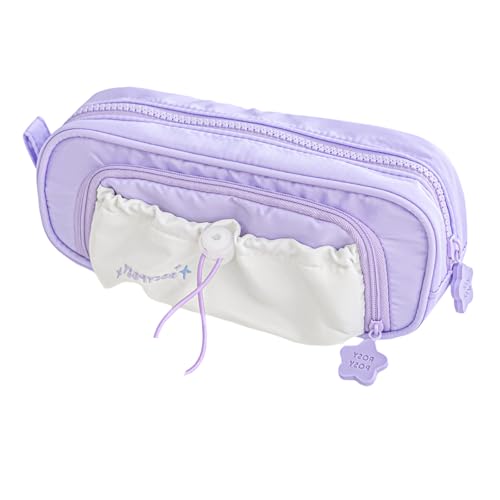 Montesy Federmäppchen mit großem Fassungsvermögen, Stiftehalter, mit Reißverschluss, Reise-Make-up-Tasche für Studenten, violett, 21*8.5*5.6cm von Montesy