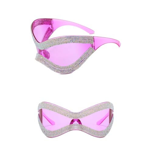 Montesy Futuristische Sonnenbrille für Mädchen, Vintage-Rahmen, Brillen, Teenager, Hiphop, Trend, Nachtclub, Party, für Erwachsene, Teenager, Y2k, futuristische Y2k Futuristische Sonnenbrille, violett von Montesy
