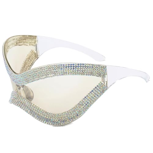 Montesy Futuristische Sonnenbrille für Mädchen, Vintage-Rahmen, Brillen, Teenager, Hiphop, Trend, Nachtclub, Party, für Erwachsene, Teenager, Y2k, futuristische Y2k Futuristische Sonnenbrille, silber von Montesy