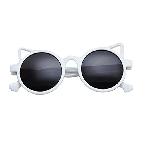 Montesy Kinder-Sonnenbrille mit Cartoon-Motiv, modisch, Persönlichkeit, niedlich, mehrere Farben, für Katzenohren, UV-Schutz, hohe Qualität, Unisex-Sonnenbrille, Weißer Rahmen von Montesy