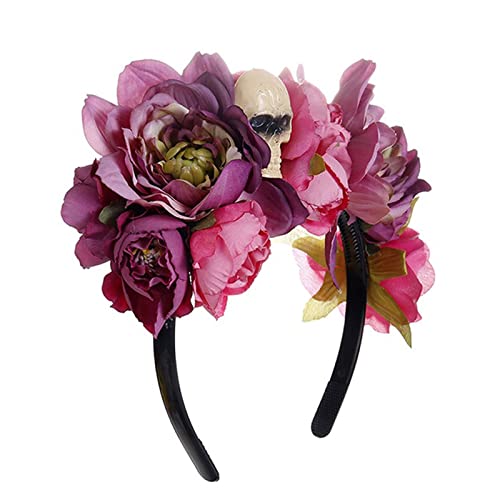 Montesy Kreativer Haarreif mit großer Blume, mit Totenkopf, Halloween-Kopfschmuck, dekoratives Haar-Accessoire für Festivals, Haarreifen Montesy Kreativer Haarreif mit großer Blume, mit Totenkopf, Halloween-Kopfschmuck, dekoratives Haar-Accessoire für Festivals, Haarreifen von Montesy