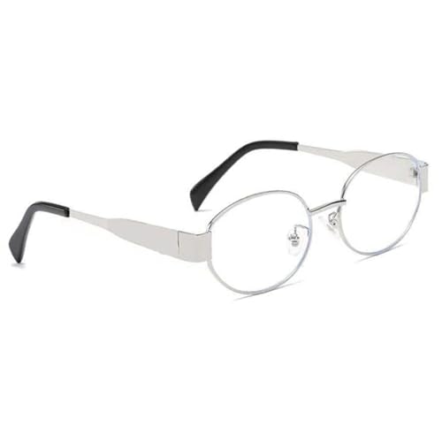 Montesy Modische UV400-Sonnenbrille für Damen und Herren, UV-Schutz-Sonnenbrille mit ovalem Rahmen, für Camping, Wandern, UV-Schutz-Sonnenbrille, Silberfarbene Linse von Montesy