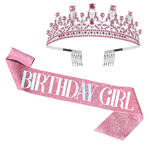 Montesy Niedlicher Geburtstag Mädchen Haarband Kristall Kopfschmuck Geburtstag Mädchen Kristall schimmernder Strass Geburtstag Mädchen von Montesy
