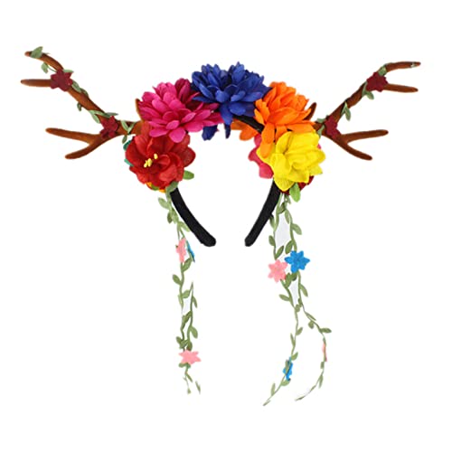 Niedlicher Weihnachts-Haarreif in Hirschhorn-Blumenform, Make-up-Stirnband für Festival, Party, Aufführung, Haarschmuck, Weihnachts-Stirnbänder für Frauen, Rentier-Horn-Form, Weihnachts-Stirnbänder von Montesy