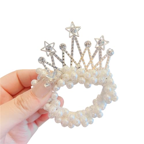 PearlScrunchies PearlCrown PearlHair Tie Strass Pferdeschwanzhalter PrincessCrown Scrunchies PearlPferdeschwanz-Halter Perle Haargummis für Mädchen von Montesy