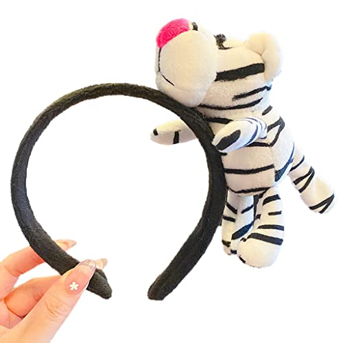 Plüsch-Tiger-Haarreif, 3D-simuliertes Tier-Stirnband, Cartoon-Party-Performance-Kopfschmuck, Gesichtswäsche, Tiger-Stirnband, Cartoon-Haarband von Montesy