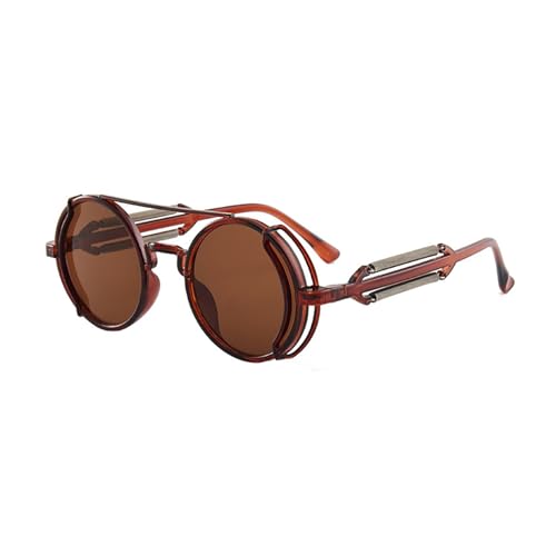 Polarisierte Sonnenbrille mit Rahmen, Vintage, Steampunk, runde Gläser, farbige Gläser, Outdoor-Brille für Männer und Frauen, Vintage-Sonnenbrille, Tea Frame Teescheiben von Montesy