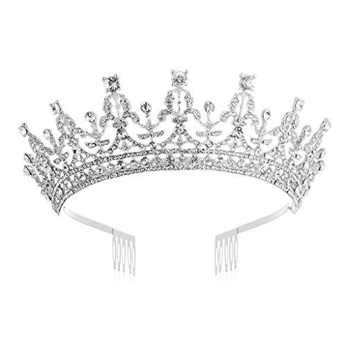 Princess Queen Luxuriöses Haarband mit Kämmen, Kunstkristall für Strass, eleganter Kopfschmuck, Brautschmuck, Hochzeit, Abschlussball, Party, Haarschmuck, Prinzessinnenkönigin von Montesy